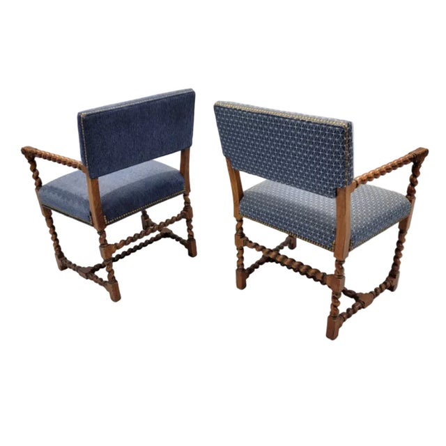 Baker Furniture Company Vintage English Oak Barley Twist Dining Chairs by Baker Furniture - Set of 6 For Sale - Image 4 of 8