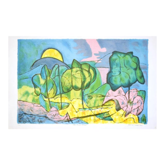 Colorful Landscape - Original Lithograph by David Shapiro - 1980s 1980s For Sale