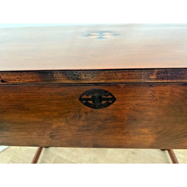 Vintage Writing Table, Desk, Large Drawer, Checkerboard Inlay, Sheraton Style For Sale - Image 10 of 12