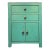 Chinese Distressed Turquoise Green 2 Drawers End Table Nightstand For Sale