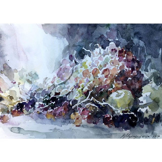Watercolor Painting Grapes on the Table Viktor Mikhailichenko For Sale