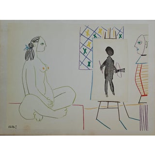 Pablo Picasso, The Painter and His Masked Model, Nude, 1954, Lithograph For Sale