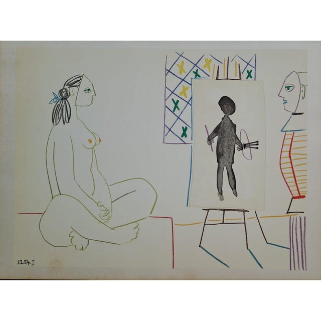 Pablo Picasso, The Painter and His Masked Model, Nude, 1954, Lithograph For Sale