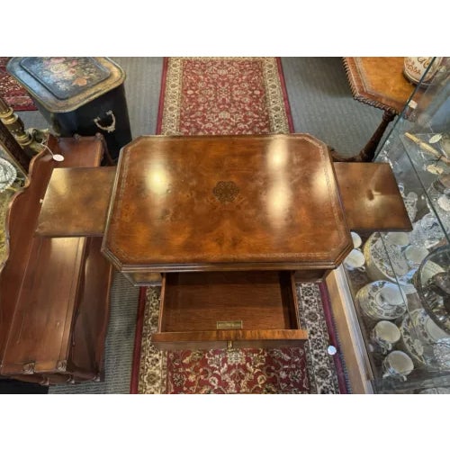 Vintage Maitland Smith Single Drawer Table with Side Pullout Shelves. Very fine condition, sturdy and sound with only...