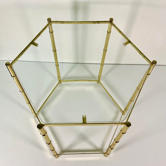 1970s Vintage Boho Chic Coastal Hollywood Regency Faux Bamboo Metal Drinks Table. For Sale - Image 12 of 12