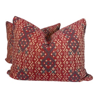 16"x20" Susan Deliss "Criss Cross Weave" in Red Pillows-a Pair For Sale