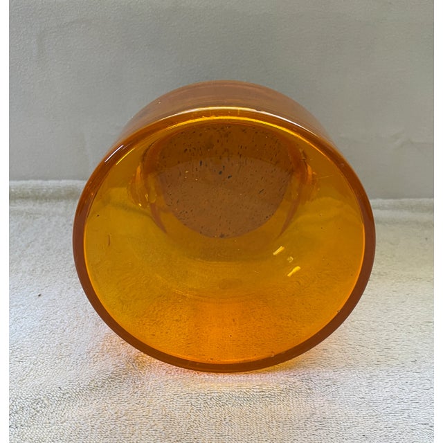 Vintage Post Modern Orange Color Glass Bottle With Cork Lid For Sale - Image 10 of 11