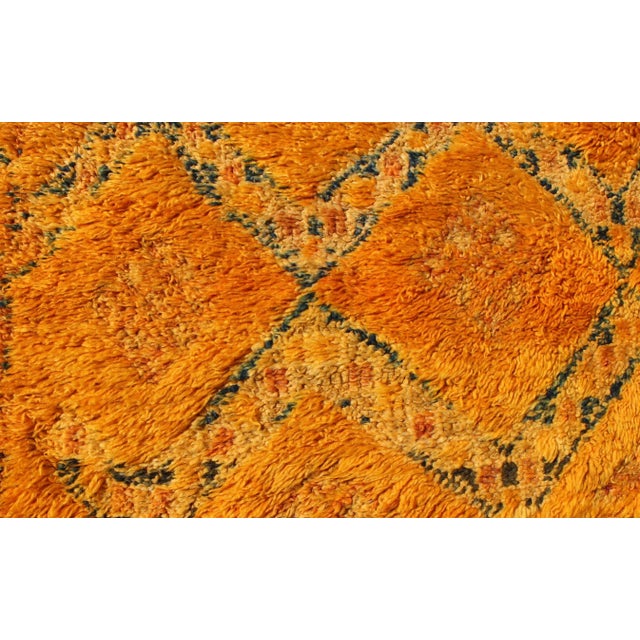 Saffron Saffron Colored Antique Moroccan Carpet With Geometric and Diamond Pattern For Sale - Image 8 of 10