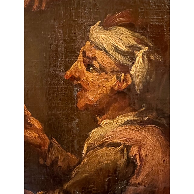 Attr. 18th Century Baroque Antique Oil Painting Gentleman & Beggars Genre Scene For Sale - Image 9 of 12