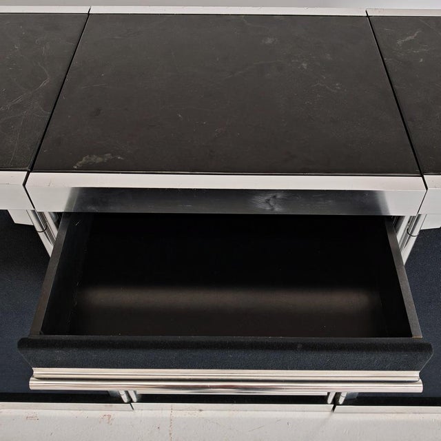 Sideboard in Fabric, Leather, Marble and Metal attributed to Guido Faleschini for I4 Mariani Hermes, 1970s For Sale - Image 15 of 18
