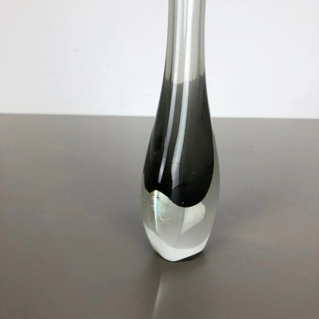 Ceramic Italian Grey Murano Glass Sommerso Single-Stem Vase from Flavio Poli, 1960s For Sale - Image 7 of 17