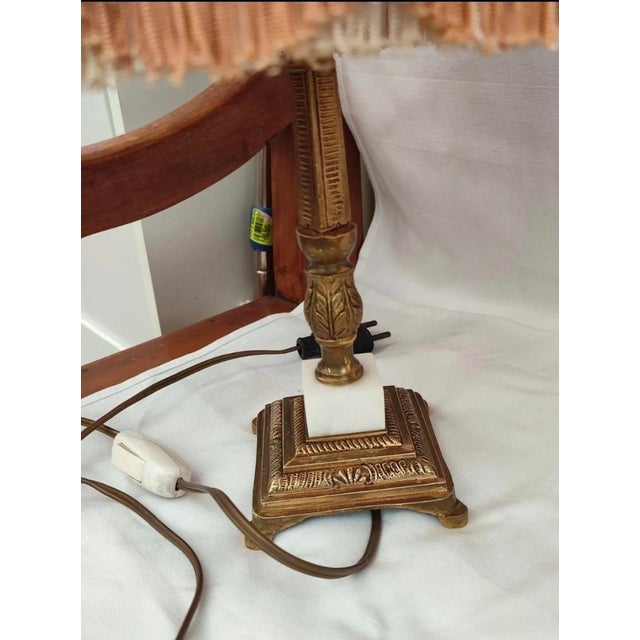 Louis XVI Style Table Lamps in Brass with Fringed Shades, 1970s, Set of 2 For Sale - Image 10 of 12