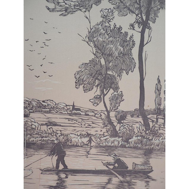 Georges Le Meilleur, Fishing: The Stroke of the Hawk, 1926, Original Woodcut For Sale - Image 4 of 7