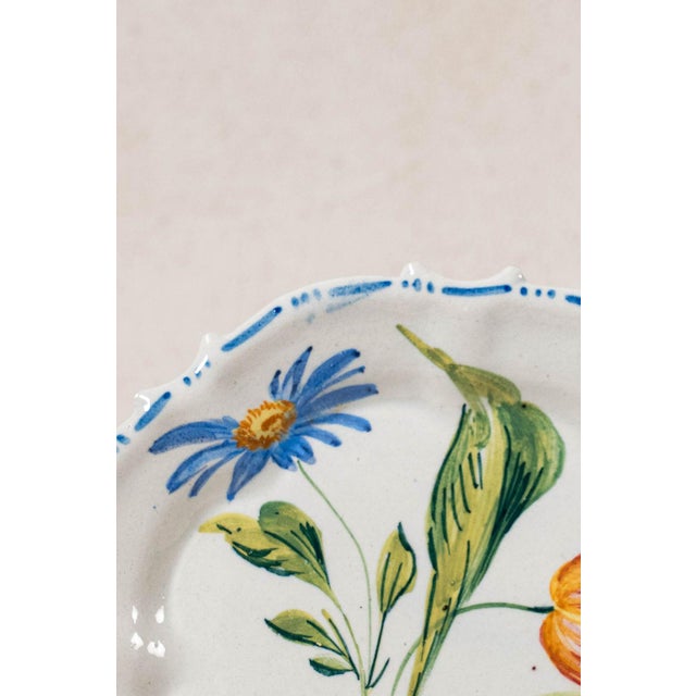 Mid 20th Century Set of 6 Hand Painted Floral Italian Plates For Sale - Image 13 of 14