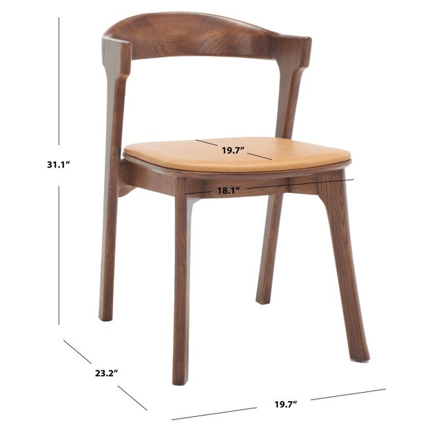 Contemporary Brylie Wood & Leather Chair - Walnut / Brown For Sale - Image 3 of 8