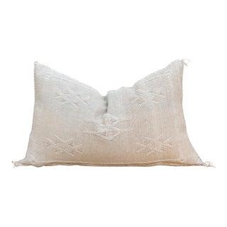 Saharan Ivory Lumbar Moroccan Silk Pillow For Sale