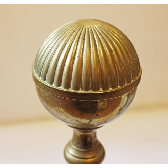 Chippendale Late 19th Century Pair of Chippendale Style Brass & Iron Andirons For Sale - Image 3 of 8