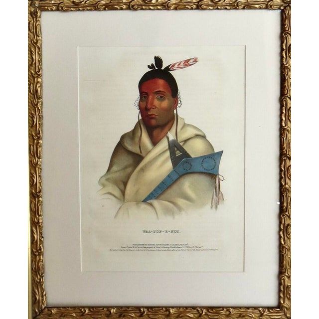 "O-Hya-Wa-Mince-Kee, "Chippewa Chief" McKenney & Hall Hand Painted Litho c.1843 For Sale - Image 10 of 10