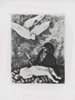 Marc Chagall, The Sacrifice of Abraham, Etching, 1956