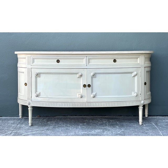 Vintage Neoclassical Demilune Sideboard For Sale - Image 9 of 12