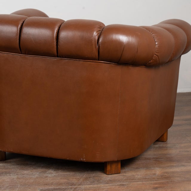 Pair of 20th Century English Brown Leather Club Chairs For Sale - Image 15 of 16