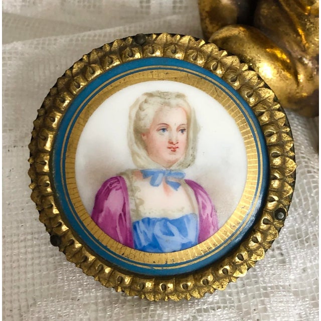 19th Century Antique French Porcelain Framed Portrait For Sale In Phoenix - Image 6 of 9