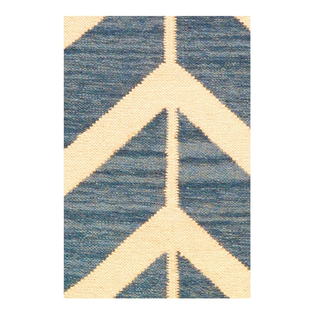 Contemporary Pasargad DC Blue Modern Hand Knotted Rug For Sale - Image 3 of 4
