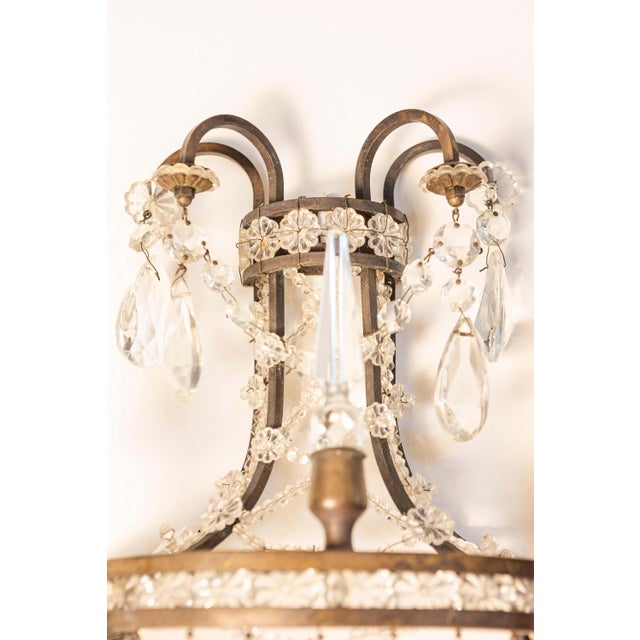 Mid 20th Century French Directoire Style Crystal Two-Light Sconces with Rosette Motifs - a Pair For Sale In Atlanta - Image 6 of 6