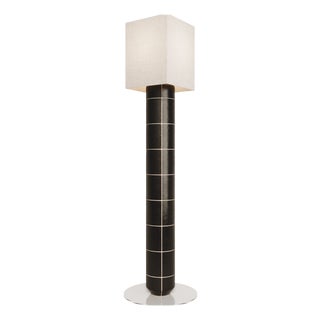 Handcrafted Ceramic and Glass Floor Lamp in Black Matt Glaze from Artem Zakharchenko-Halytskyi For Sale
