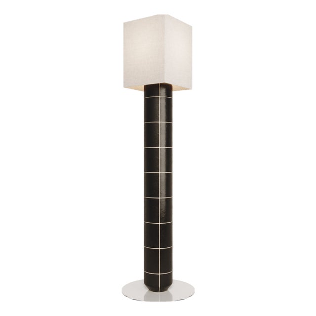 Handcrafted Ceramic and Glass Floor Lamp in Black Matt Glaze from Artem Zakharchenko-Halytskyi For Sale
