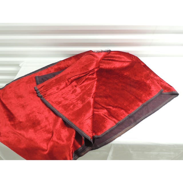 Traditional Vintage Scarlet Red Silk Velvet Fabric For Sale - Image 3 of 5