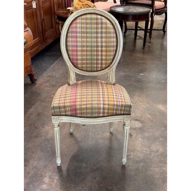Late 20th Century Set of Six Vintage French Painted Dining Chairs For Sale - Image 5 of 10