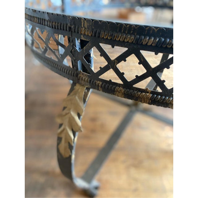 40” diameter 31” tall no glass top Vintage Outdoor Patio Iron 40” Round Table Gold Leaf and Rose