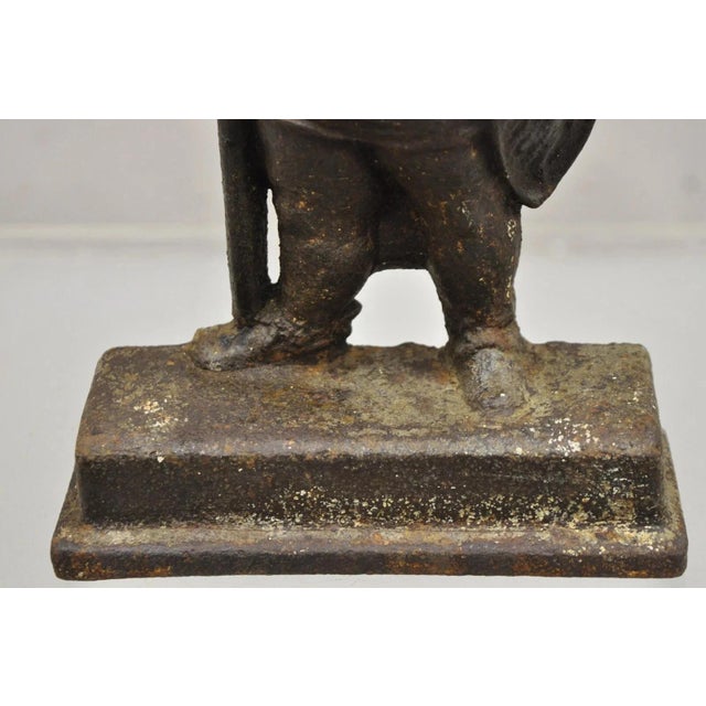 Bradley Hubbard Antique Bradley & Hubbard Victorian Cast Iron Figural Warrior Gnome Doorstop For Sale - Image 4 of 12