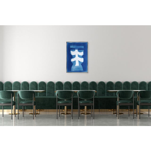 This is an exclusive handprinted unique cyanotype that takes its inspiration from the mid-century modern shapes and the...
