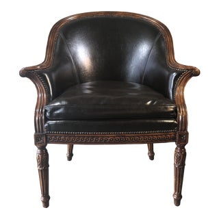 Theodore Alexander Dark Brown Leather Chair For Sale