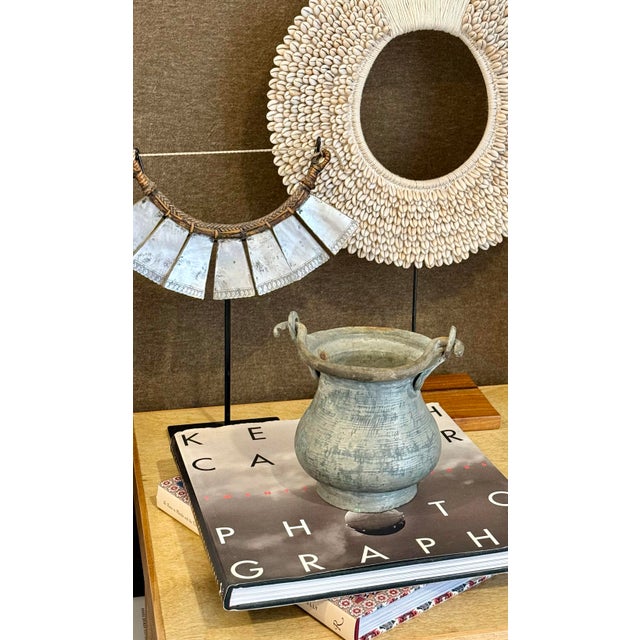 Turkish, Middle Eastern Antique Hand Hammered Tinned Copper Cauldron, Kettle, Cooking Pot With Handle, From the Late 1800s to the Turn of the Century For Sale In San Antonio - Image 6 of 12