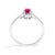 10K White Gold 5X3MM Oval Red Ruby and Diamond Accent Halo Ring (I-J Color, I1-I2 Clarity) - Ring Size 7 For Sale In New York - Image 6 of 7