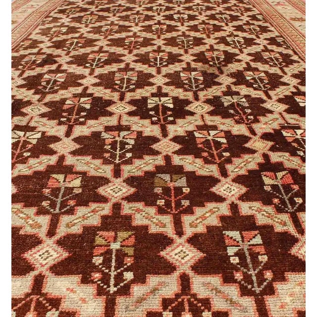1930s Vintage Turkish Oushak Rug in Brown, Taupe, Pale Green, and Coral For Sale - Image 5 of 8