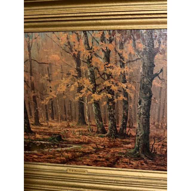 Early 20th Century Early 20th Century Edward Robert Sitzman Framed Original Oil Painting of Autumn Scene For Sale - Image 5 of 10