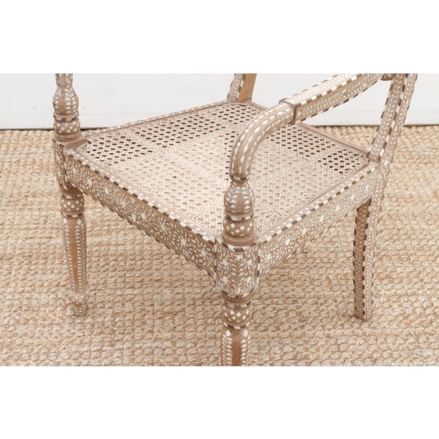 Royal Anglo-Indian Peacock Inlay Armchair For Sale In Los Angeles - Image 6 of 11