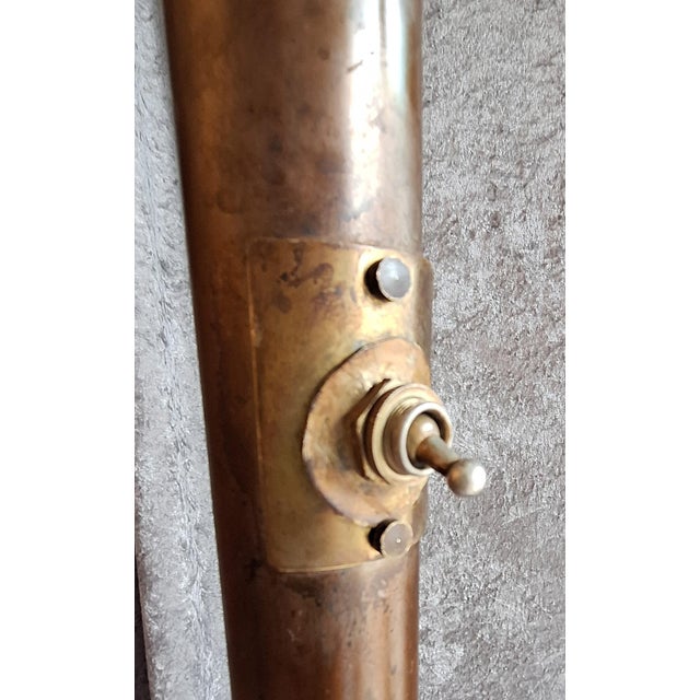 Metal Art Deco German Floor Lamp with Brass Base and White Glass Shade, 1920s For Sale - Image 7 of 11