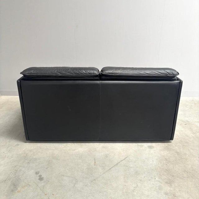 Vintage Two-Seater Sofa in Black Leather by Dreipunkt, 1970s For Sale - Image 10 of 17