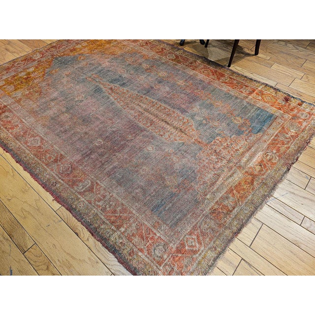 19th Century Turkish Oushak Rug, Tree of Life Design, Aqua Blue, 7' x 10' For Sale - Image 4 of 13