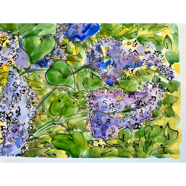 Watercolor Painting Original “Inside the Lilac Hedge” For Sale - Image 9 of 9