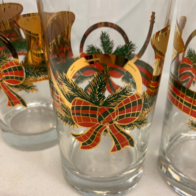 Vintage Culver "Yule Horn" Christmas Highball Glasses Set of 6 For Sale In Chicago - Image 6 of 6