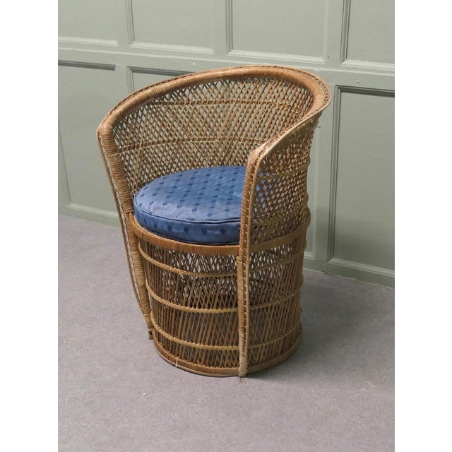 French Tiki Style Woven Bamboo Tub Chair, 1960s For Sale - Image 3 of 8