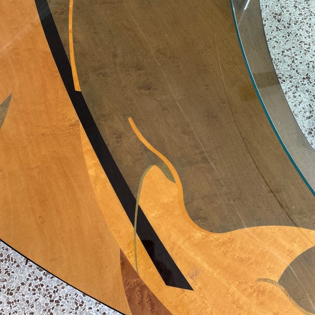 Yellow 1980s Carlo Malnati MCM Triangle Glass Platter Coffee Table For Sale - Image 8 of 18