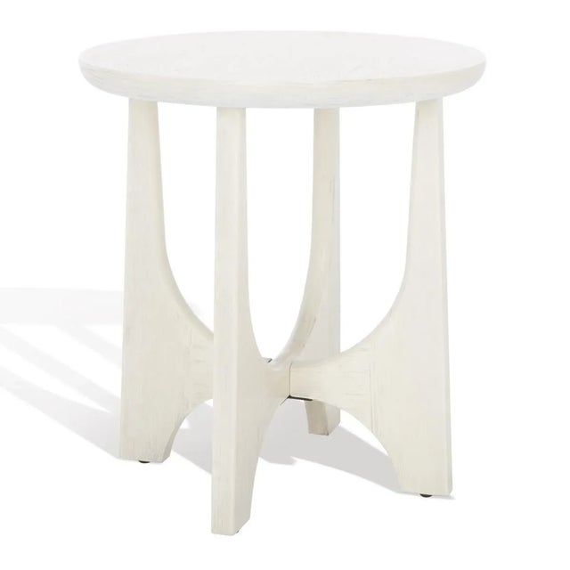 Contemporary Sasha Wood Accent Table - White Wash For Sale - Image 3 of 9