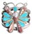 Vintage Navajo Style Sterling Silver Turquoise & Spiny Oyster Butterfly Cuff Bracelet For Sale